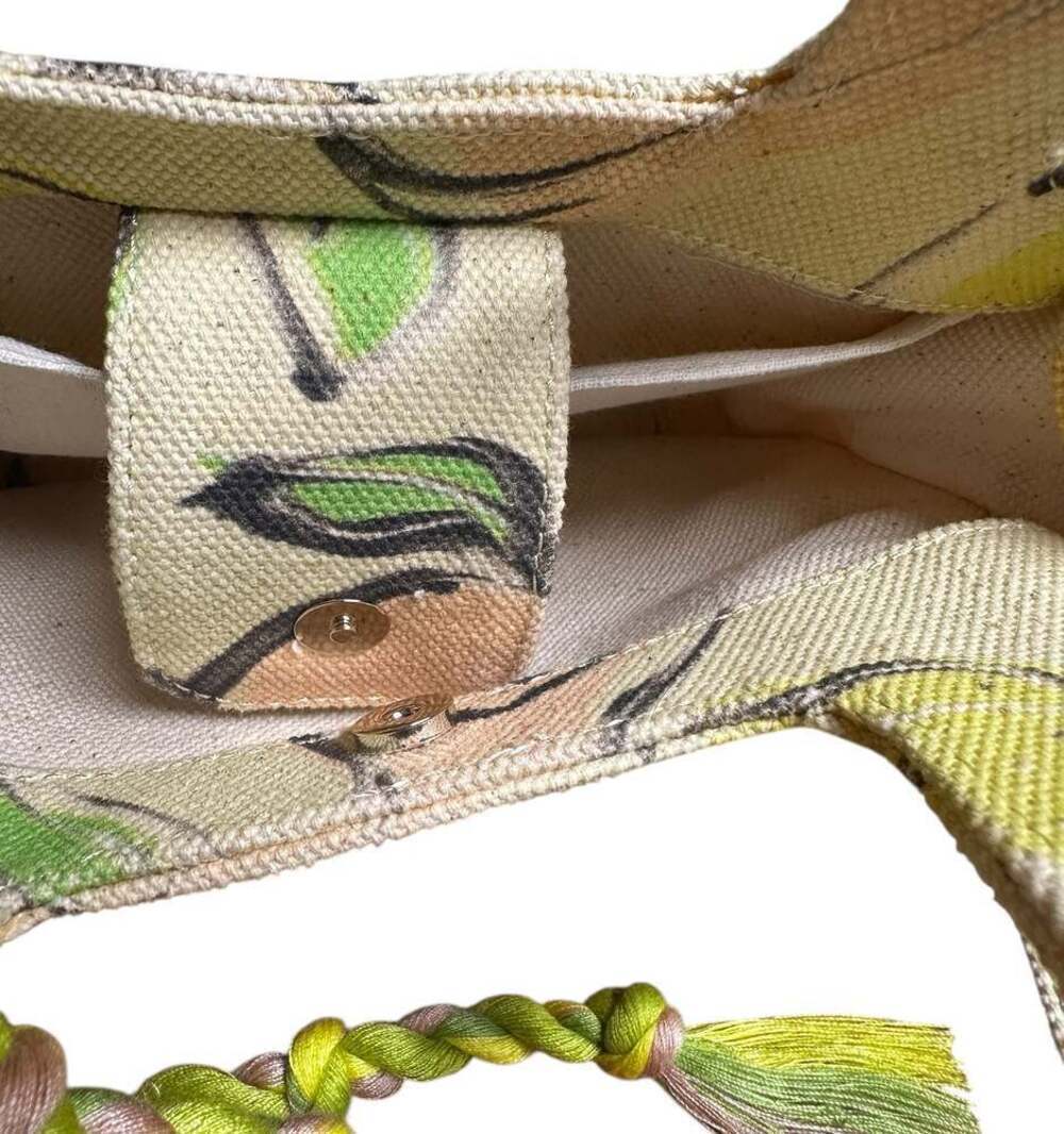 Vince Camuto La Frutta Print Heavy Canvas Mini Tote Bag Crossbody Summer Lemons - Picture 4 of 5